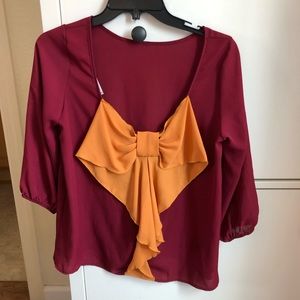FSU 3/4 blouse w/ gold bow back